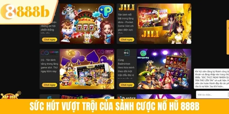 Sức hút vượt trội của sảnh cược nổ hũ 888B